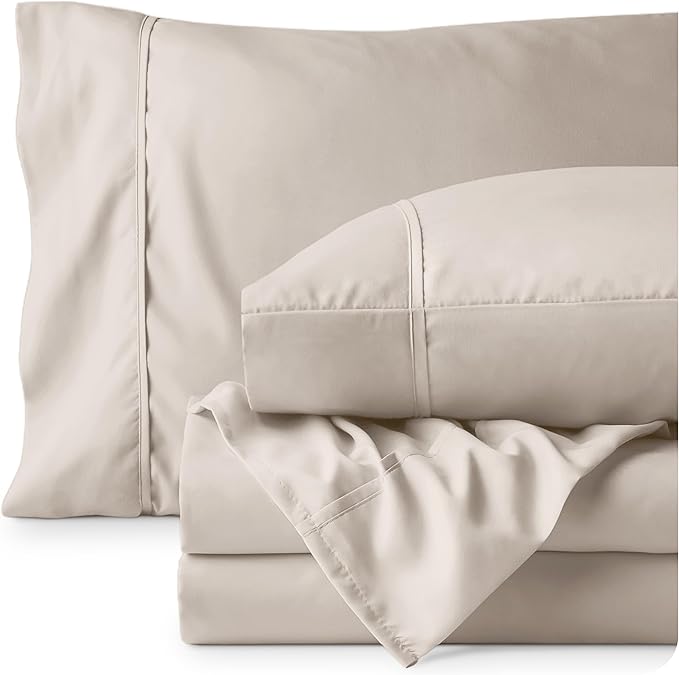Bare Home Full Sheet Set - Luxury 1800 Ultra-Soft Microfiber Full Bed Sheets - Double Brushed - Deep Pockets - Easy Fit - 4 Piece Set - Bedding Sheets & Pillowcases (Full, Wheat)