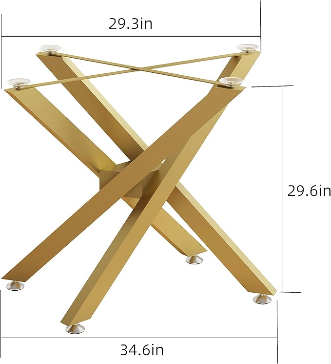 30 Inch Modern Gold Metal X Shape Table Legs, 4 Pieces, 28 Inch Height, 1200 lbs Weight Capacity, Ideal for Tables, Workbenches, Shelves