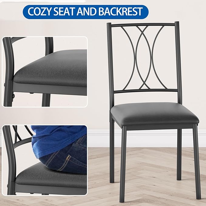 GarveeHome Small Dining Table Set for 2, Square Table and Chairs Set of 2, 3 Piece Kitchen Table Set of 2 with Upholstered Chairs, Dinner Table Set for 2 for Small Spaces, Apartment, Rustic Brown