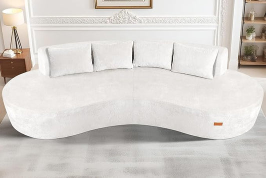 Homguava 104'' Modular Sectional Sofa,Curved Modern Sofa with Memory Foam,Deep Seat Cloud Couch with 4 Pillows,Upholstered Oversized Couches for Living Room Apartment Office,No Assembly Required,Beige