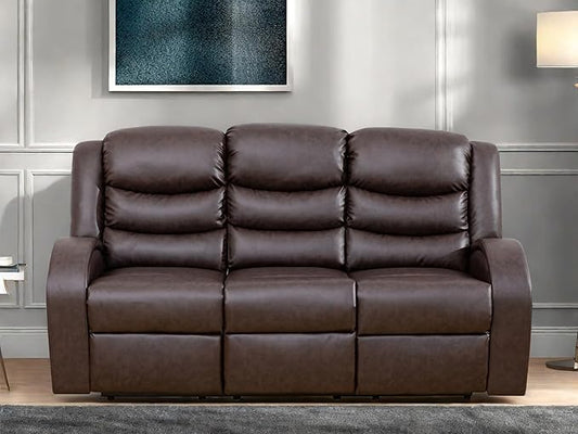 Leather Recliner Sofa Couch, 3-Seater Home Theater Seating Reclining Sofa, Power Reclining Couch with Cup Holders & Drop Down Table for Living Room Furniture Sets, Red