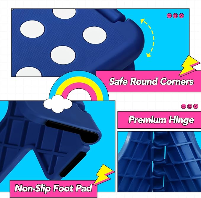 Delxo Folding Step Stool, 13 inch Non-Slip Foldable Stools Up to 300 LBS, Step Stool with Handle, Lightweight for Kitchen, Bathroom, Bedroom, Garden, Blue, 1PC