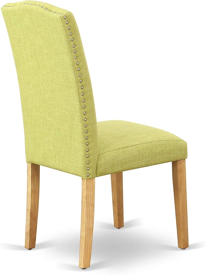 East West Furniture NDEN5-OAK-07 5 Piece Dining Room Furniture Set Includes a Rectangle Dining Table with Dropleaf and 4 Limelight Linen Fabric Upholstered Chairs, 30x48 Inch, Oak