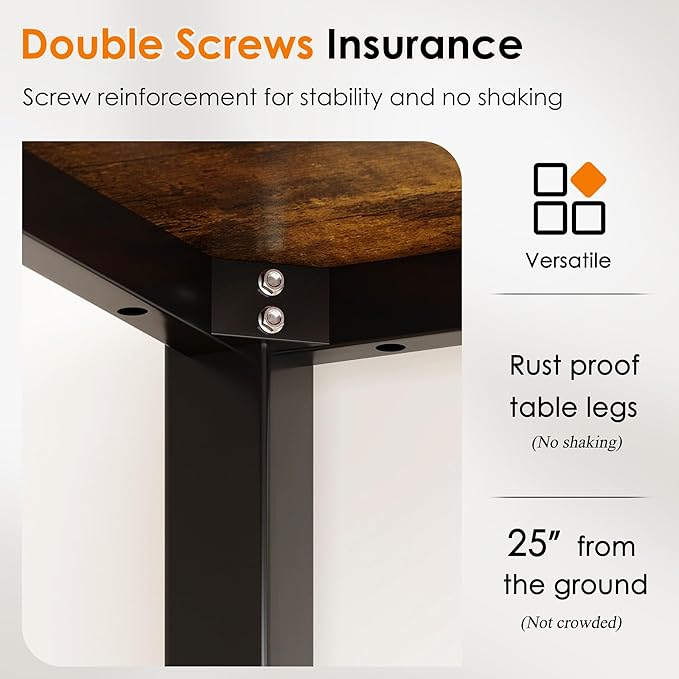 DlandHome Large Computer Desk, Composite Wood Board, Decent and Steady Home Office Desk/Workstation/Table 54.3inch Retro Black