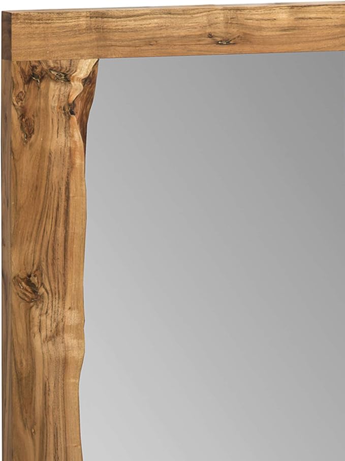 Alpine 24 in. Natural Live Edge Wood Mirror, Wall Bathroom Hanging Decor, Unique Imperfections & Cracks, Clear Natural Finish, Real Wood Ambiance