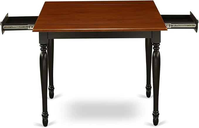 East West Furniture MZDA3-BCH-W 3 Piece Dinette Set for Small Spaces Contains a Rectangle Dining Table with Dropleaf and 2 Kitchen Dining Chairs, 36x54 Inch, Black & Cherry