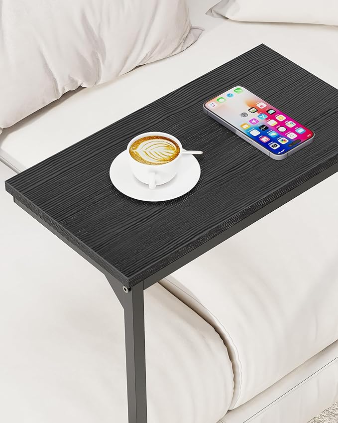 TUTOTAK C Shaped End Table, Small Side Table, Set of 2, 28.7 inch Tall Couch Table, Sofa Table, Living Room, Bed Room, Black TB01BK0712