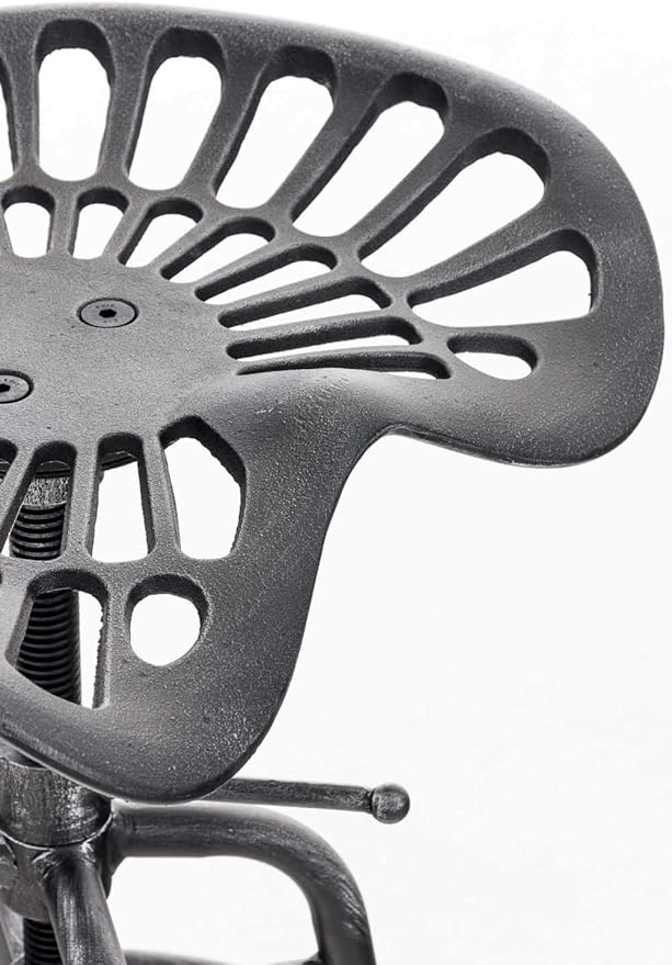 Diwhy Industrial Design Metal Adjustable Height Backrest Chair Vintage Tractor Saddle Bar Stool (Silver)