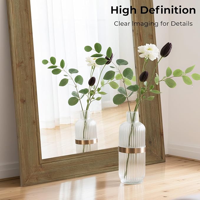 WallBeyond Full Length Mirror Rustic Wood Framed, 27 x 67 inch Farmhouse Wall Mounted Mirror Full Floor Mirror Hanging or Leaning Against Wall, Natural