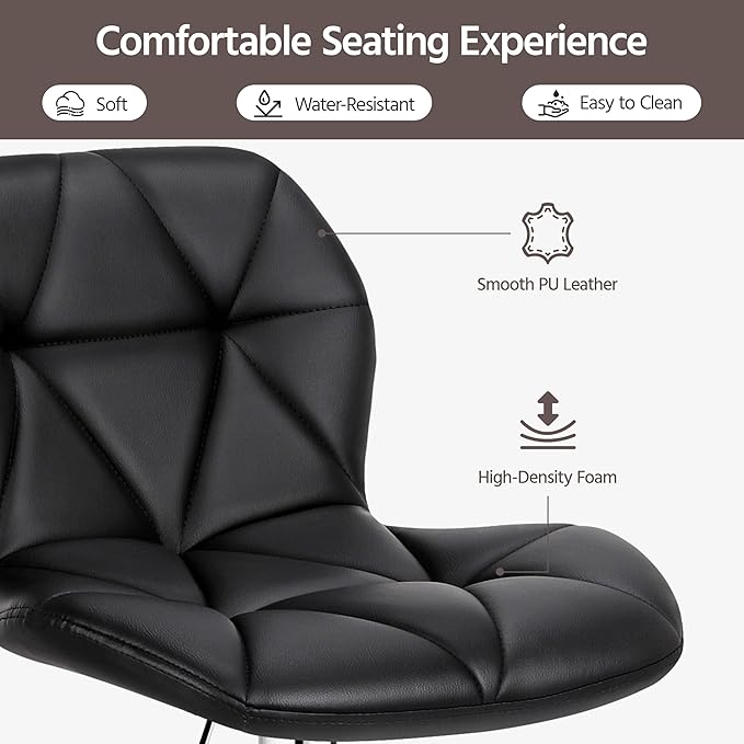 Yaheetech Bar Stools Set of 4, Adjustable PU Leather Swivel Barstools, Modern Counter Stools with Back and Footrest, Counter Height Barstools for Bar, Kitchen, Dining Room, Black
