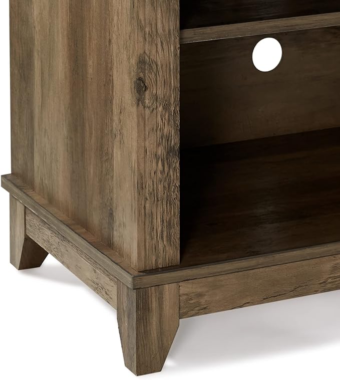 ROCKPOINT 58inch TV Stand Media Console for TV’s up to 65 Inches, Home Living Room Storage Console, Entertainment Center with 4 Open Storage Shelves, Modern TV Console Table (Rustic Oak)