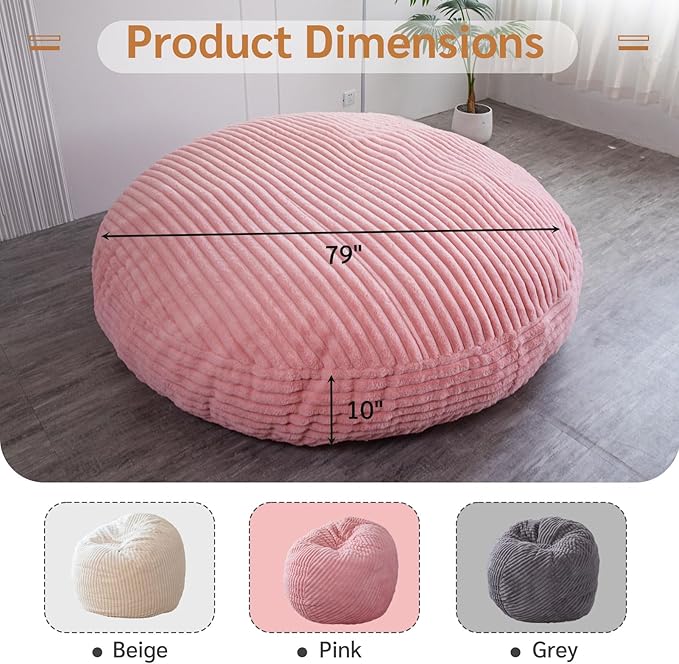 BYBYME 3 in 1 Bean Bag Chairs, Bean Bag Bed for Adults High-Density Foam Filling, Convertible Sofa Bed Faux Fur, Giant Bean Bag Chairs for Adults