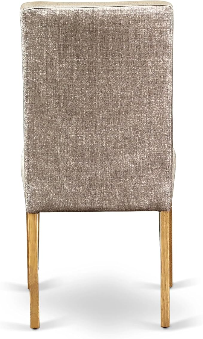 East West Furniture AMDR3-OAK-16 3 Piece Dining Room Table Set Contains a Round Kitchen Table with Pedestal and 2 Dark Khaki Linen Fabric Parsons Dining Chairs, 36x36 Inch, Oak