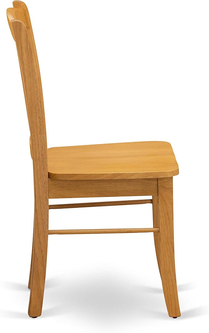East West Furniture ESDL3-OAK-W 3 Piece Kitchen Table Set for Small Spaces Contains a Round Dining Room Table with Pedestal and 2 Solid Wood Seat Chairs, 30x30 Inch, Oak