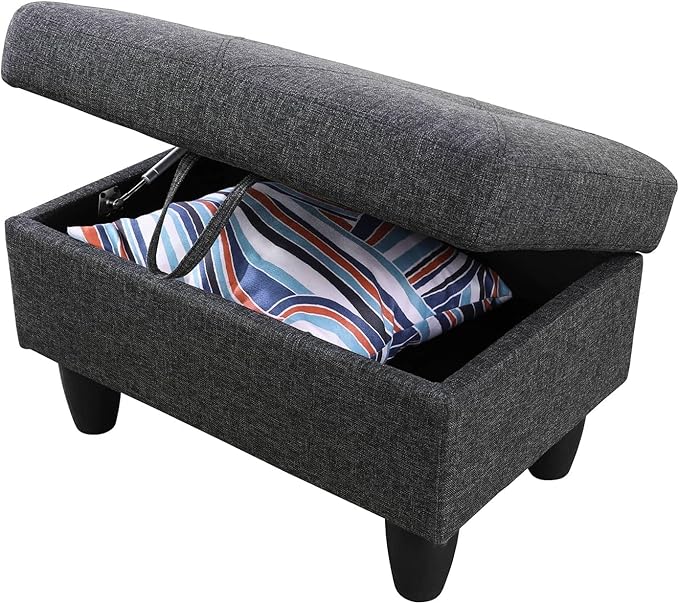 NicBex Sectional Couch 3 Pieces Sofa Set with Right Chaise Linen L Shaped Cloud Couch for Living Room Furniture Sets with Storage Ottoman, Modular Sofa for Living Room & Apartment, Black Grey