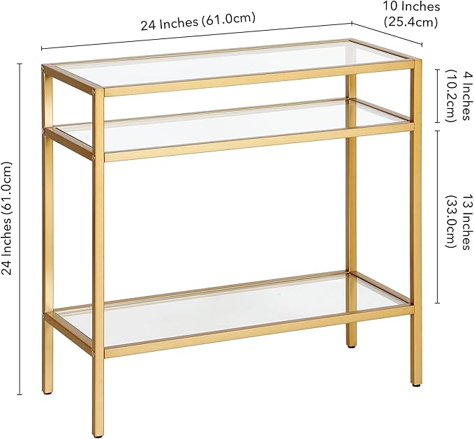 Henn&Hart Sivil Side Table, 24" Wide, Gold