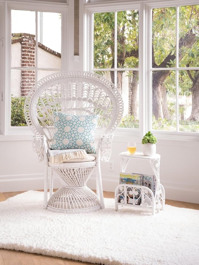KOUBOO Peacock Grand Peacock Chair, Rattan Chair, Handmade, Accent Chair, Vintage, Retro, Boho, Furniture, Sunroom, White