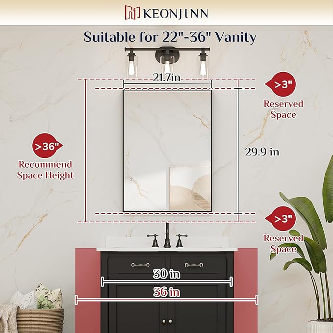 Keonjinn Brushed Nickel Bathroom Mirror for Wall 22 x 30 in, Rectangular Metal Framed Silver Mirror for Vanity Square Corner Aluminum Alloy Rectangle Modern Mirror for Over Sink(Horizontal/Vertical)