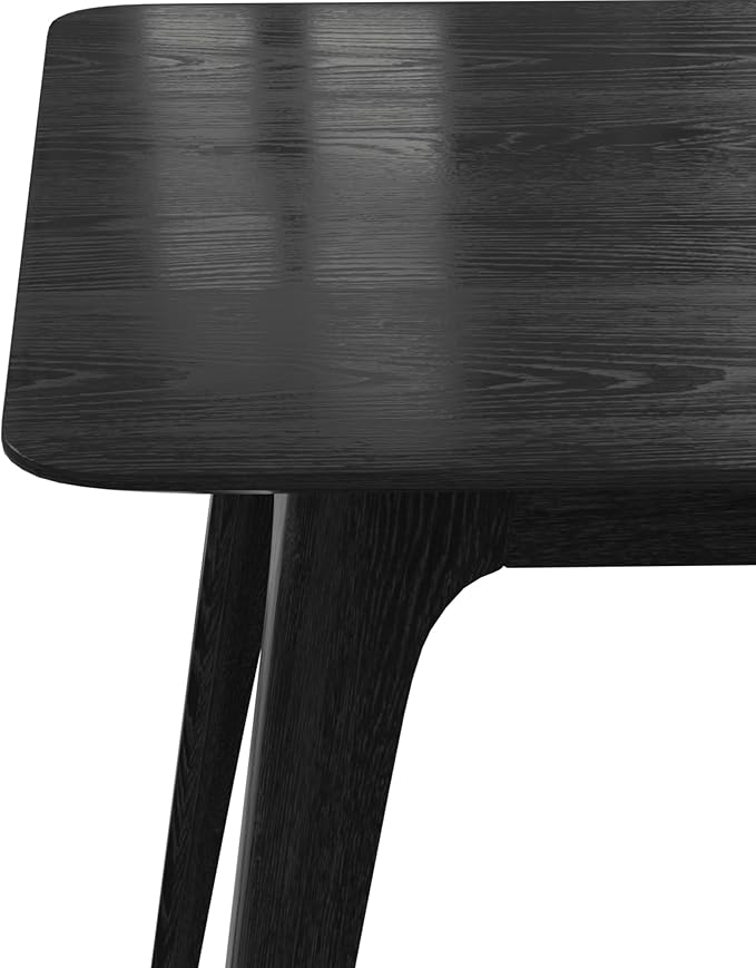 Mid-Century Modern Solid Wood Dining Table with Tapered Lesg for 4 People, 47.2inch, Kitchen or Living Room Furniture, Black