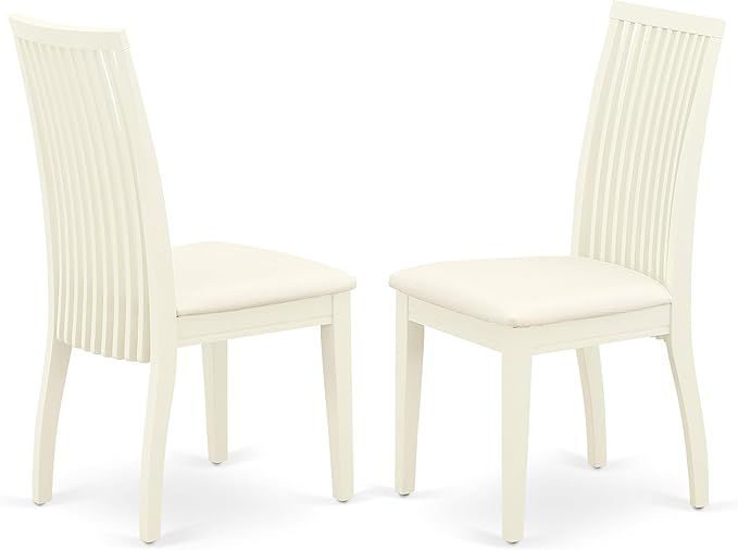 East West Furniture WEIP5-WHI-C 5 Piece Dining Room Table Set Includes a Rectangle Kitchen Table with Butterfly Leaf and 4 Linen Fabric Upholstered Dining Chairs, 42x60 Inch, Linen White