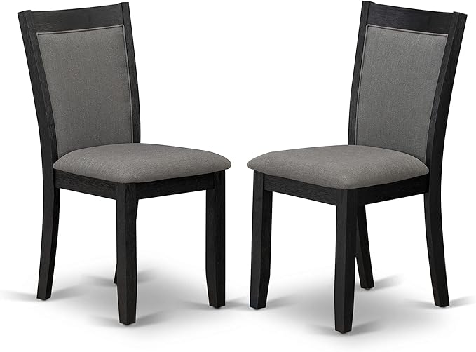 East West Furniture X677MZ650-5 5 Piece Dining Room Set Includes a Rectangle Dining Table with X-Legs and 4 Dark Gotham Grey Linen Fabric Upholstered Chairs, 40x72 Inch, Multi-Color