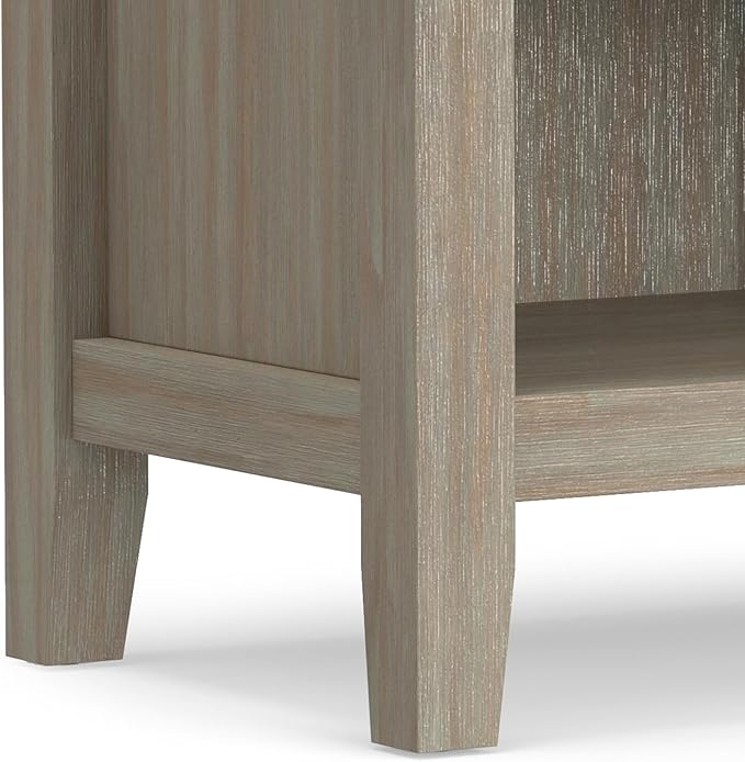 SIMPLIHOME Artisan SOLID WOOD 24 inch Wide Transitional Bedside Nightstand Table in Distressed Grey for the Living Room and Bedroom