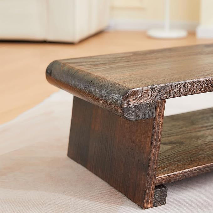 Folding Altar Table,Japanese Low Table for Sitting on The Floor,Wood Low Meditation Table,Tea&Coffee Table for Living Room,Foldable Floor Table, Brown
