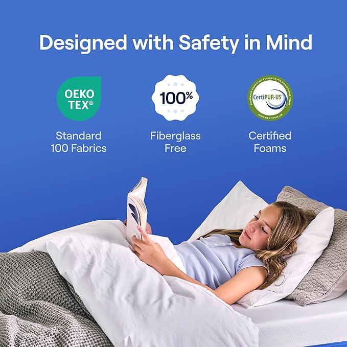 Nectar Kids Full Mattress 8” - 2-Sided Design for Growing Children - Machine Washable Cooling Cover - Pressure Relieving Memory Foam - Fiberglass Free - 365 Night Trial