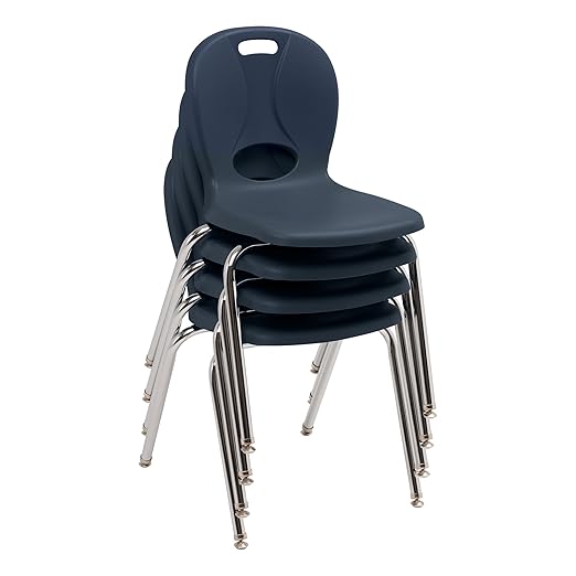 Learniture LNT-116-CSW-NV Learniture Structure Series Stackable School Chairs for Classroom, 16" Seat Height, Navy, Pack of 4