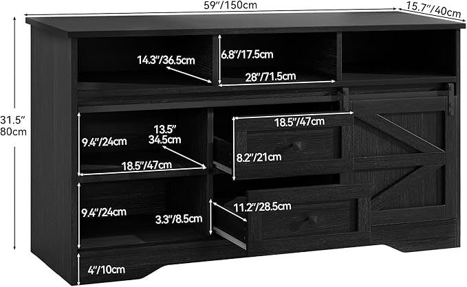YITAHOME 59" Large Buffet Sideboard Cabinet, Farmhouse Kitchen Cabinet with 2 Sliding Doors & 2 Drawers for Kitchen, Living Room Storage (White)