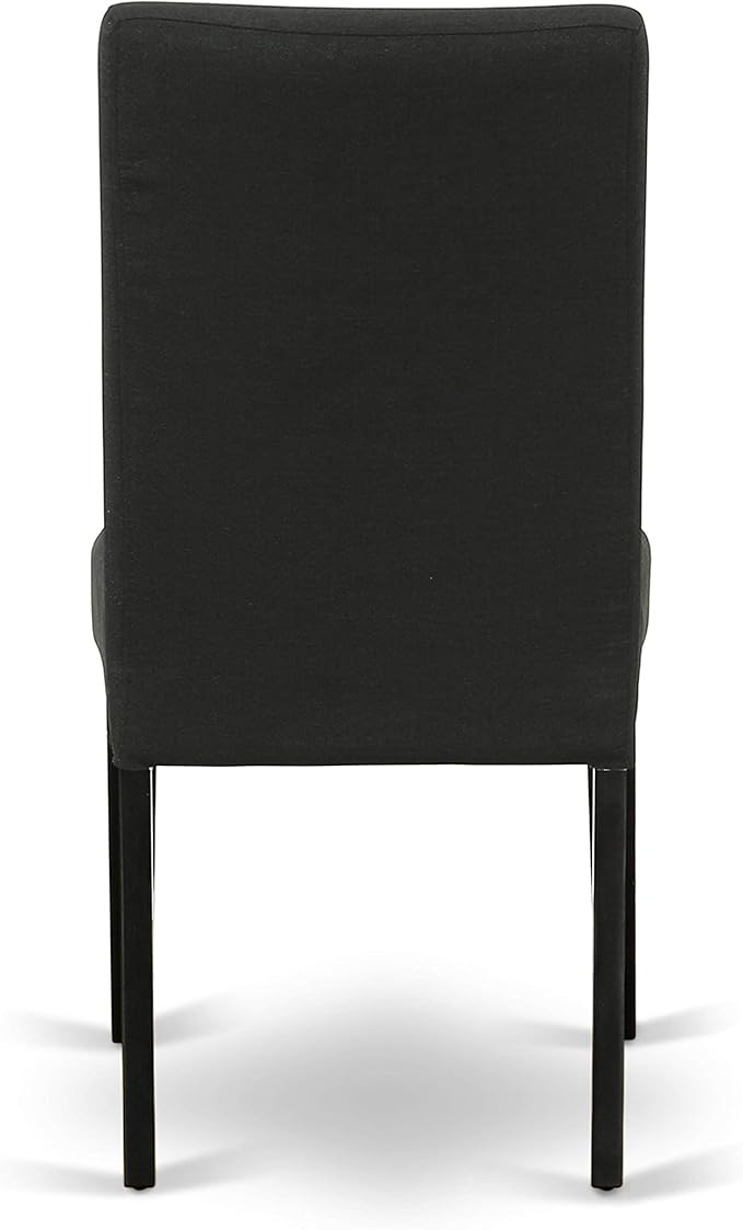 East West Furniture LGDR5-BLK-24 5 Piece Dining Set Includes a Rectangle Dining Room Table with Butterfly Leaf and 4 Black Color Linen Fabric Upholstered Chairs, 42x84 Inch, Black