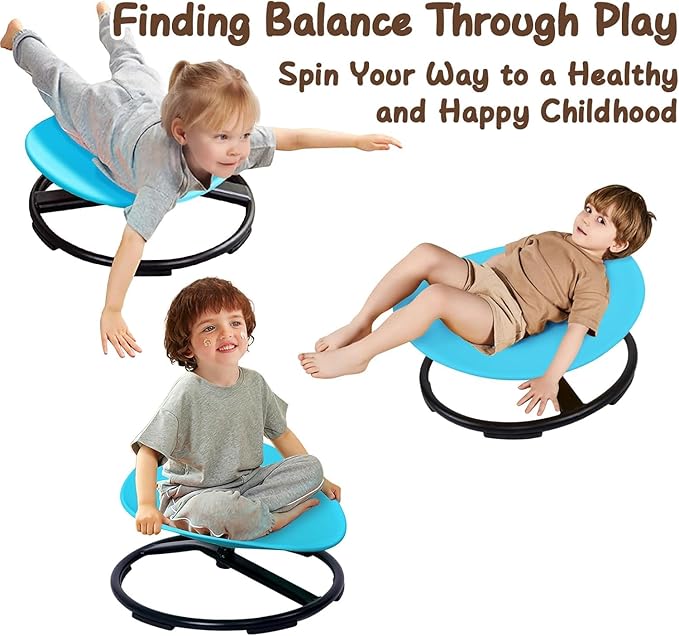Kids Sensory Spinning Chair for Autism Ages 3+, Sit and Spin Swivel Chair for Kids with ADHD, Sensory Chairs for Autistic Children, Sensory Toys for Motion Sickness Relief, Balance Training (Blue)