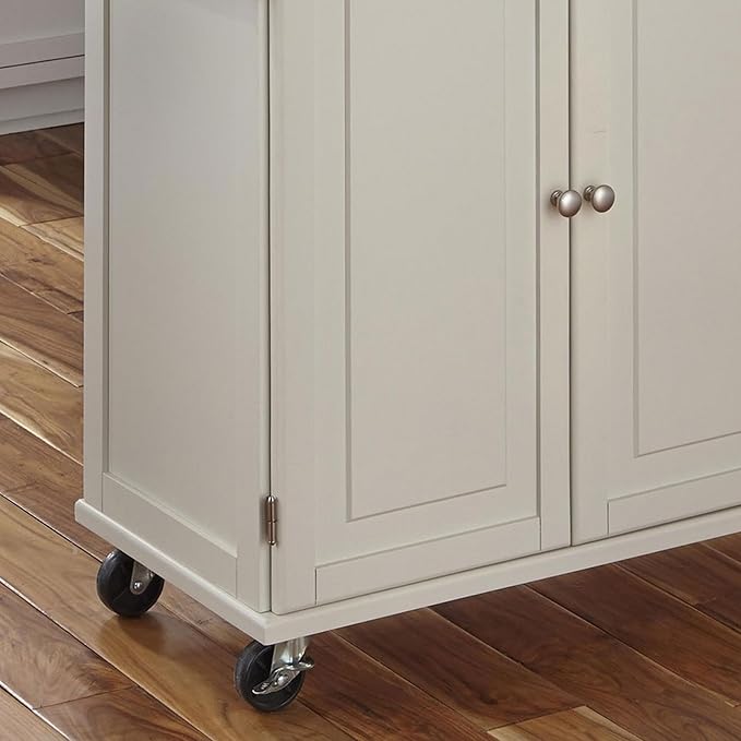 Homestyles Dolly Madison Rolling Mobile Kitchen Island with Storage and Towel Rack, 54 Inch Width, Off White