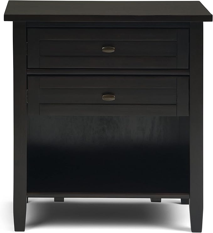 SIMPLIHOME Warm Shaker SOLID WOOD 24 Inch Wide Transitional Bedside Nightstand Table in Hickory Brown, For the Living Room and Bedroom