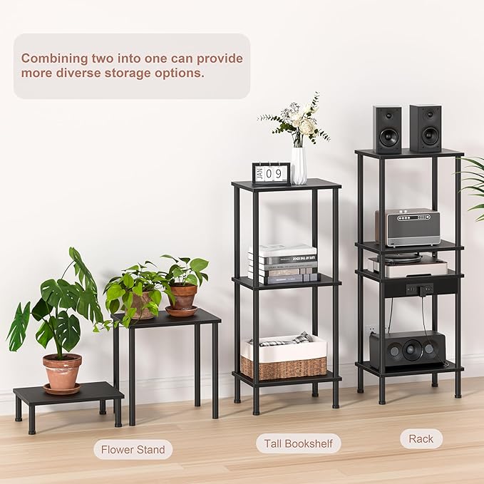 End Table with Charging Station,Small Side Table,2-Tier Nightstand with Storage Shelf,Sofa Bedside Table for Small Spaces in Living Room,Bedroom,Office,Easy Assembly,Black