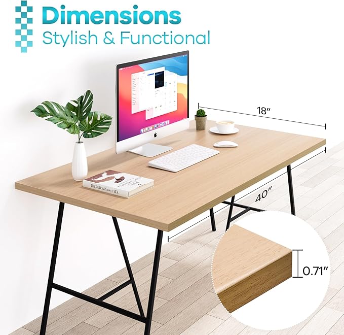 Kaboon Universal Tabletop 40"x18", Solid One-Piece Melamine Table Top, Double L-Desk Floating Desk DIY, Home and Office Countertop, Light Walnut
