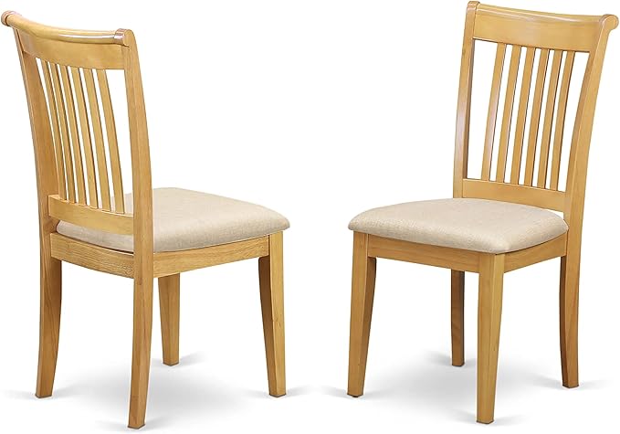 East West Furniture ANPO5-OAK-C 5 Piece Modern Dining Table Set Includes a Round Kitchen Table with Pedestal and 4 Linen Fabric Dining Room Chairs, 36x36 Inch, Oak