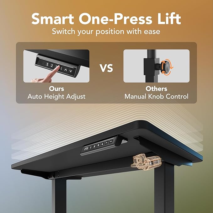 HUANUO 71 x 30 inch Electric Standing Desk Adjustable Height, 4 Memory Height Settings, Sit Stand Up Desk for Home Office & Computer Workstation, Black
