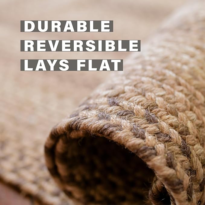Homespice Cookie Dough Jute Braided Runner Rug 22x72 - Farmhouse Style Brown Rug Runner for Country Decor