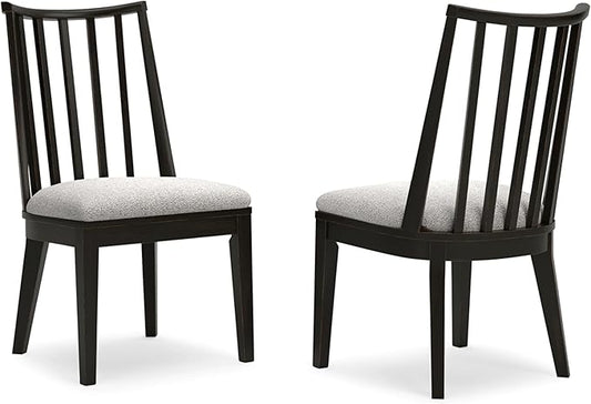 Signature Design by Ashley Galliden Urban Upholstered Armless Dining Chair, Set of 2, Black & Light Gray