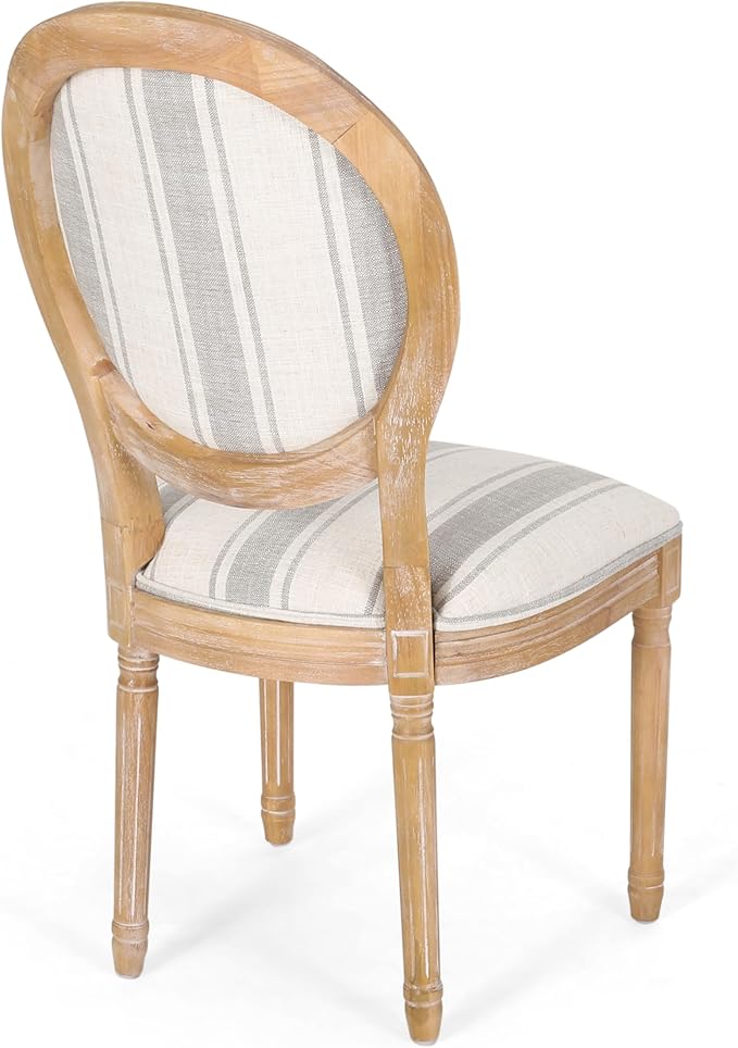 Phinnaeus Dining Chairs - Wood - Gray Stripes/Light Beige (Set of 2)