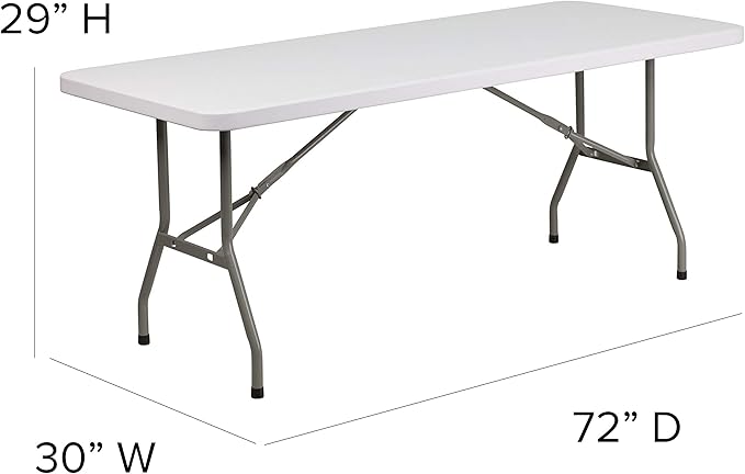 Flash Furniture Elon 6' Rectangular All-Occasion Plastic Folding Event Table, Folding Banquet Table for Indoor/Outdoor Events, White