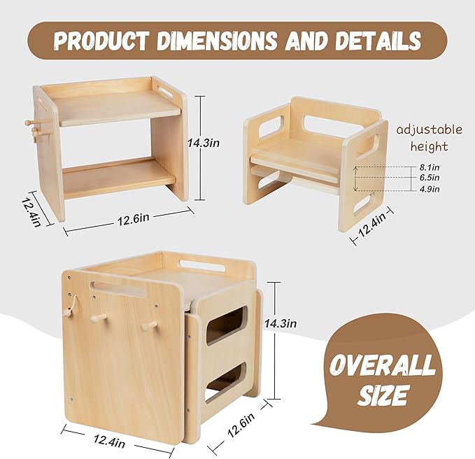 Montessori Weaning Table and Chair Set - Adjustable Design for Toddlers, Ideal for Mealtime, Learning, and Play