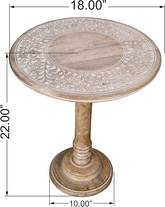 End Tables for Living Room, Wooden End Table, Small Side Table, Nightstand, Bedside Table, Entry Table for Magazines, Books & Plants – 18x22 White Wash