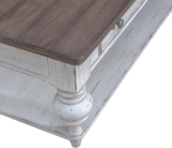 Liberty Furniture River Place Living Room Cocktail Table - Riverstone White & Tobacco