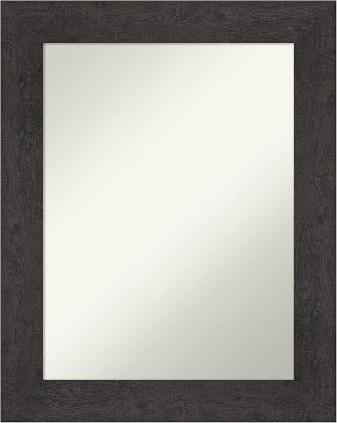 Amanti Art Brown Bathroom Mirror for Over Sink, 30x24 Rustic Plank Espresso Rectangle Vanity Mirror, Medium Country Rustic Frame, Hangs Horizonally and Vertically, Bathroom Wall Decor, Non-Beveled