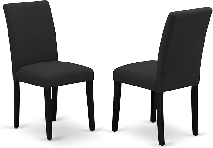 East West Furniture X697AB624-7 7 Piece Modern Dining Table Set Consist of a Rectangle Wooden Table with X-Legs and 6 Black Color Linen Fabric Upholstered Chairs, 40x72 Inch, Multi-Color