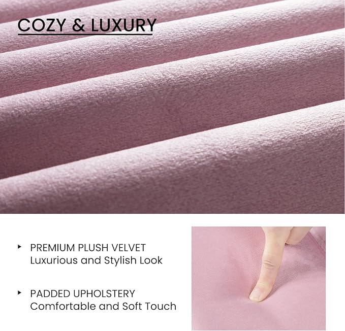 SHA CERLIN Twin Bed Frame/Velvet Upholstered Platform Bed Frame with Headboard/Strong Wood Slats Support/Mattress Foundation/No Box Spring Needed - Pink