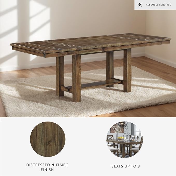 Signature Design by Ashley Moriville Farmhouse 36” x 30” Dining Extension Table, Seats up to 8, Brown