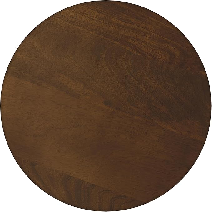 HomePop Walnut Mango Wood 3-Leg End/Side Round Table
